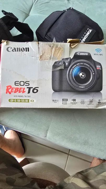 Câmera Canon rebel T6 - lente Canon 50mm - lente Canon 55 250 - flash circular - Foto 2