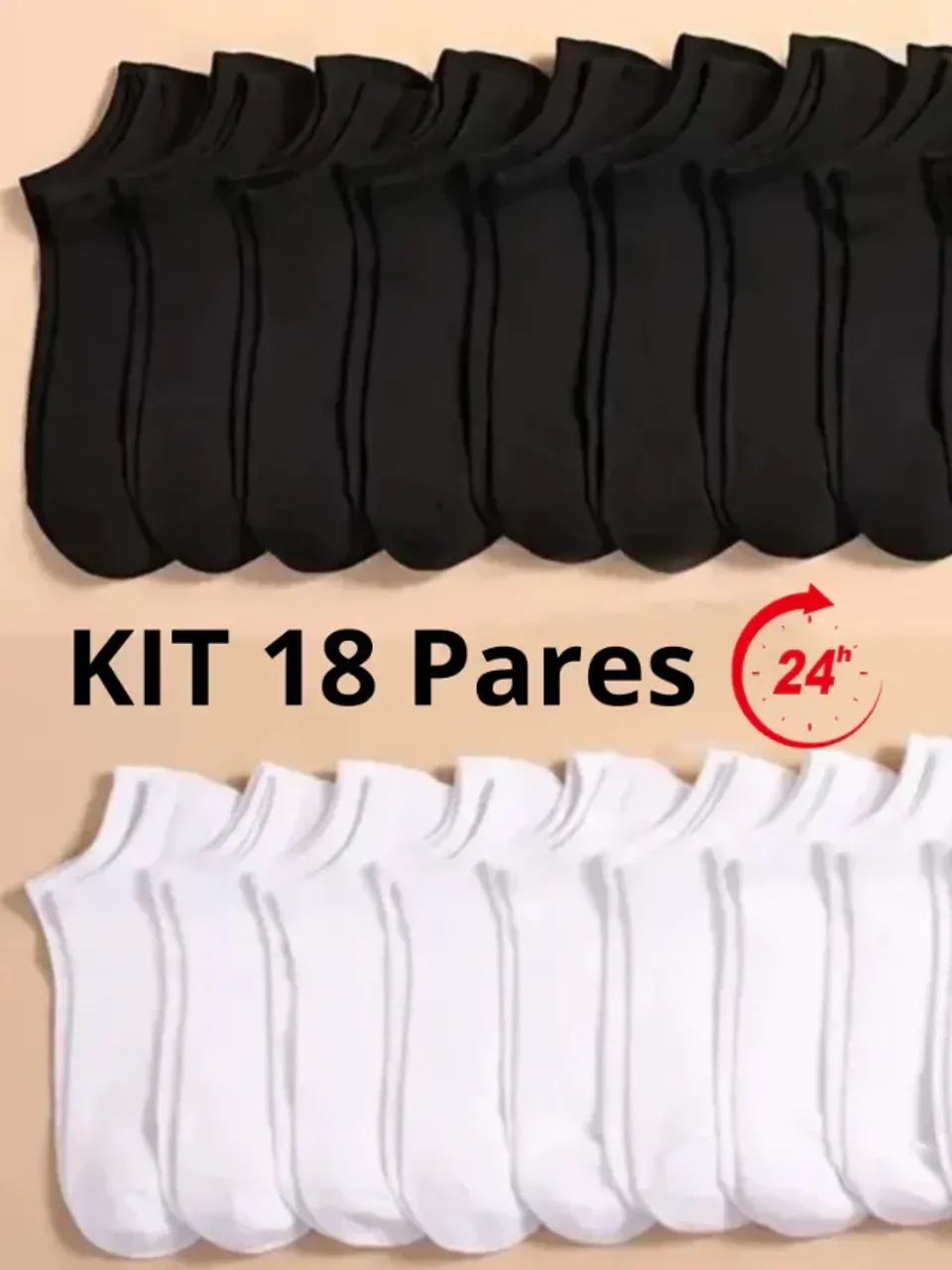 Kit 18 Pares de Meias Soquete Cano Curto Masculina Feminina Unissex varejo - Foto 4