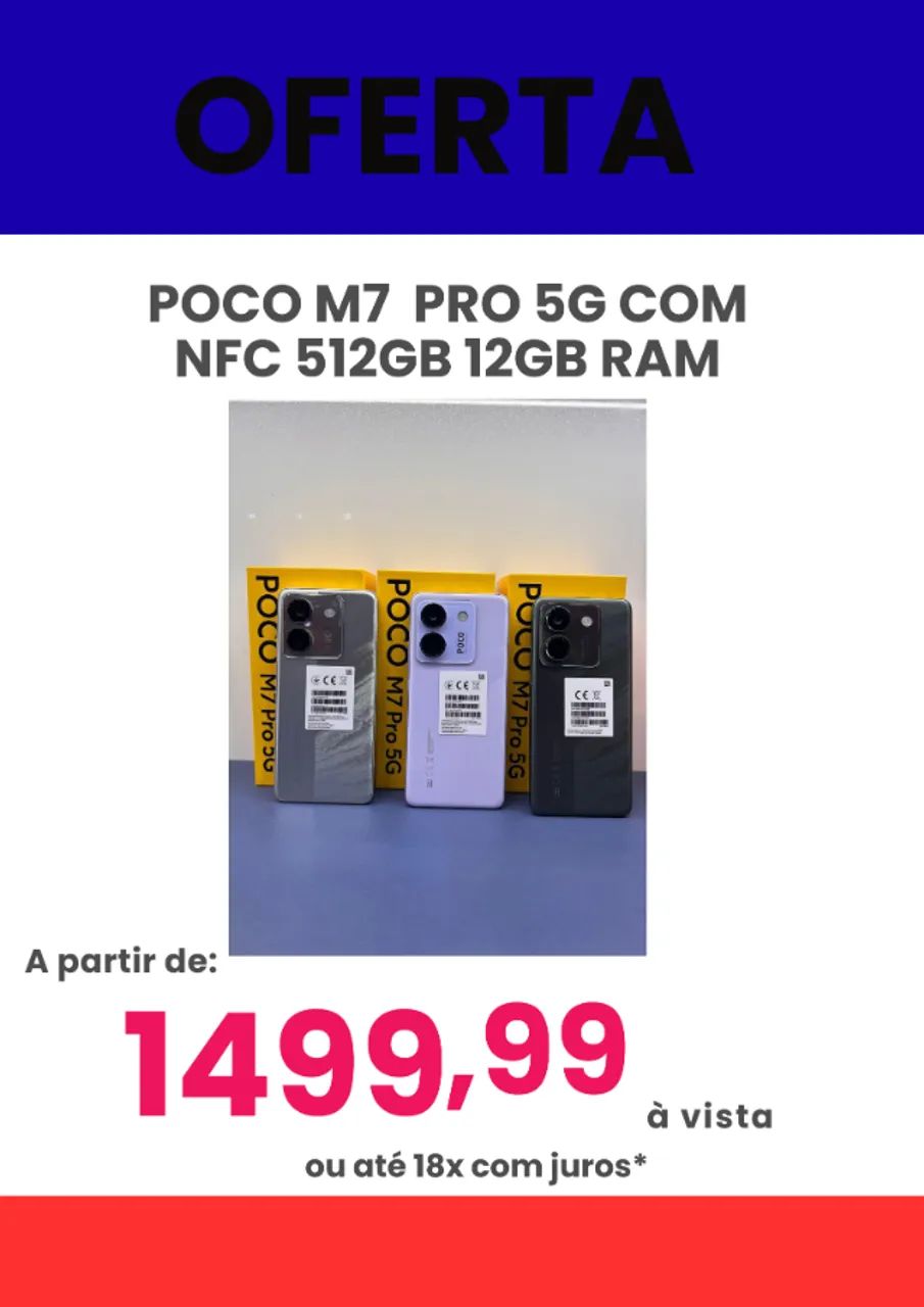 Smartphone M7 Pro 5G NFC 512GB 12GB RAM Lacrado Versao Global Entregamos Gratis