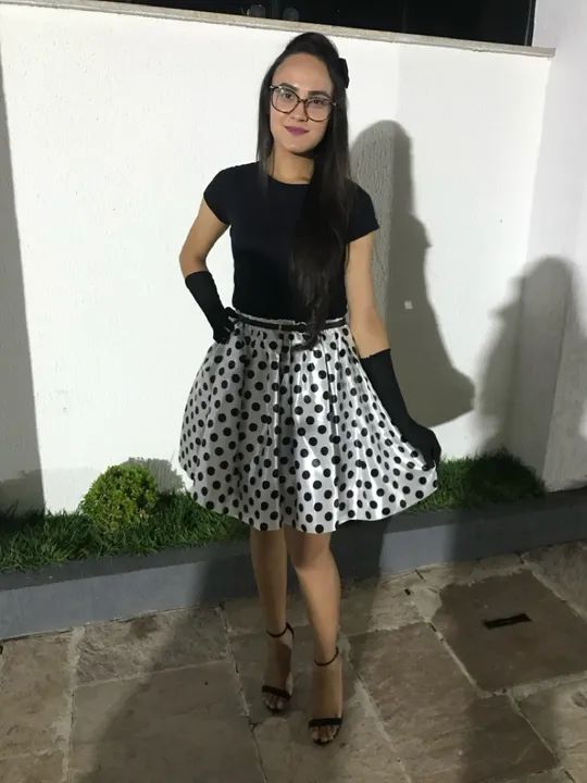 Saia Rodada Look Anos 60 Saia E Blusa Saia Rodada Bolinha Anos 60