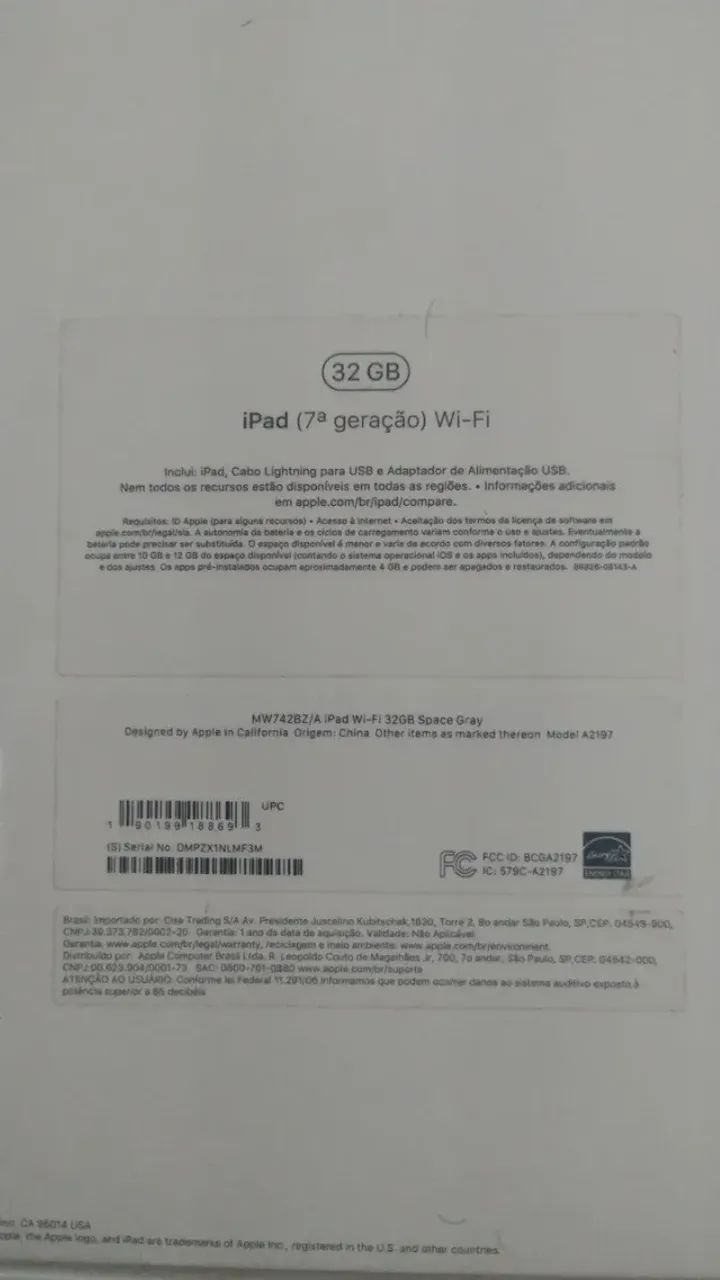 caixa embalagem Ipad 7 geração 32 GB espace gray - Foto 2