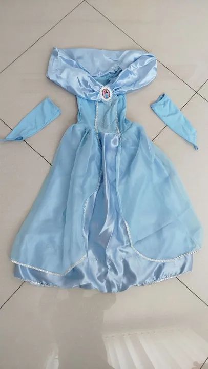 Vestido de Princesa Azul para Menina - Foto 2