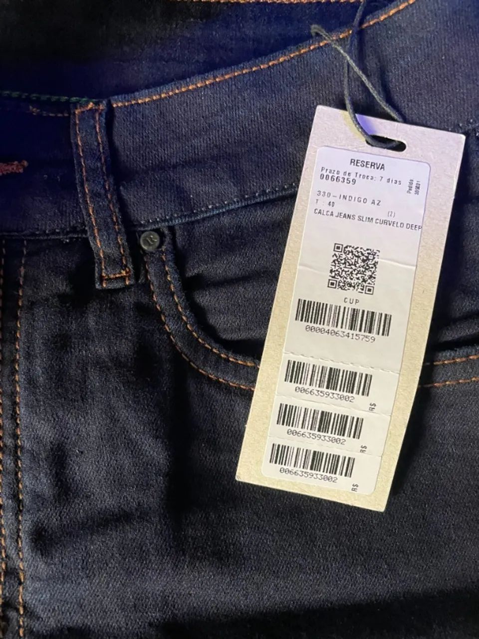 Calca Jeans Slim Curvelo Deep Reserva Tamanho 40 - Foto 2