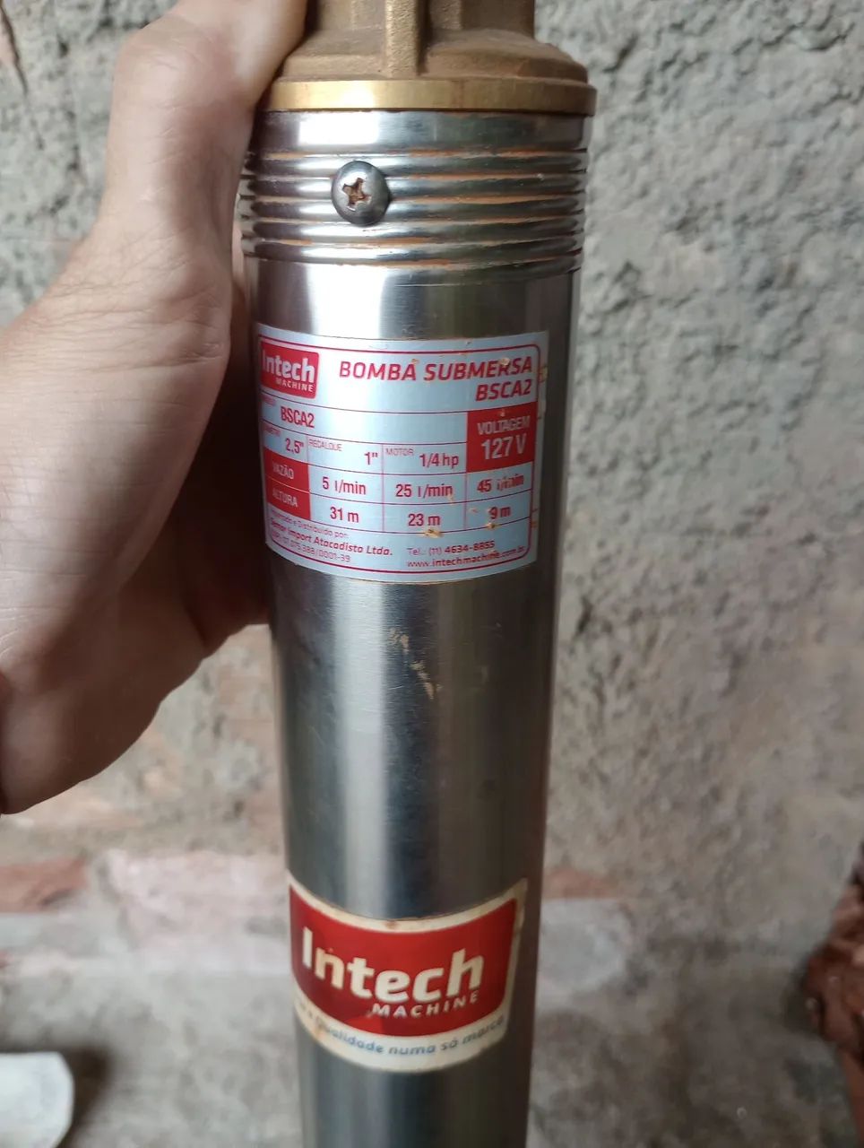 Bomba Submersa Intech BSCA2 - 1/4 nova4 HP - 127V - Foto 3