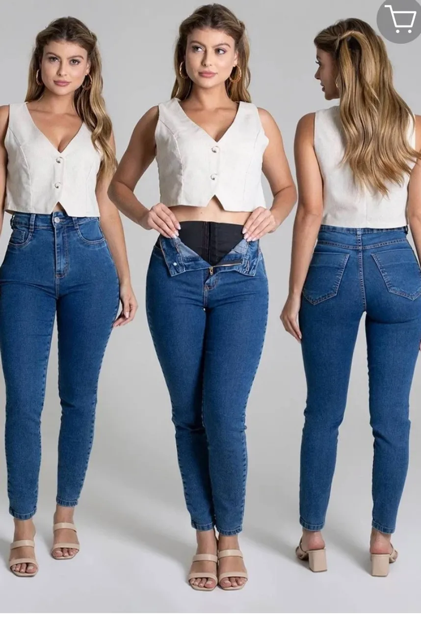Calça Jeans Skinny Alta Cintura sawary