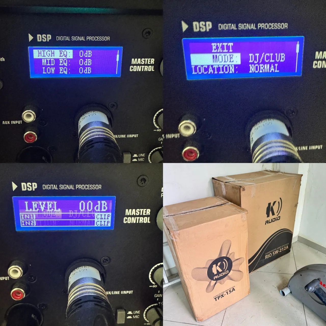 Som profissional K áudio zerado na caixa TPX 15 / RIO SW 212 A JBL