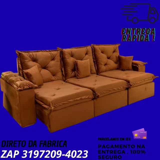 Sofá Londres Retrátil 3 Módulos com Almofadas - Sofisticação e Conforto