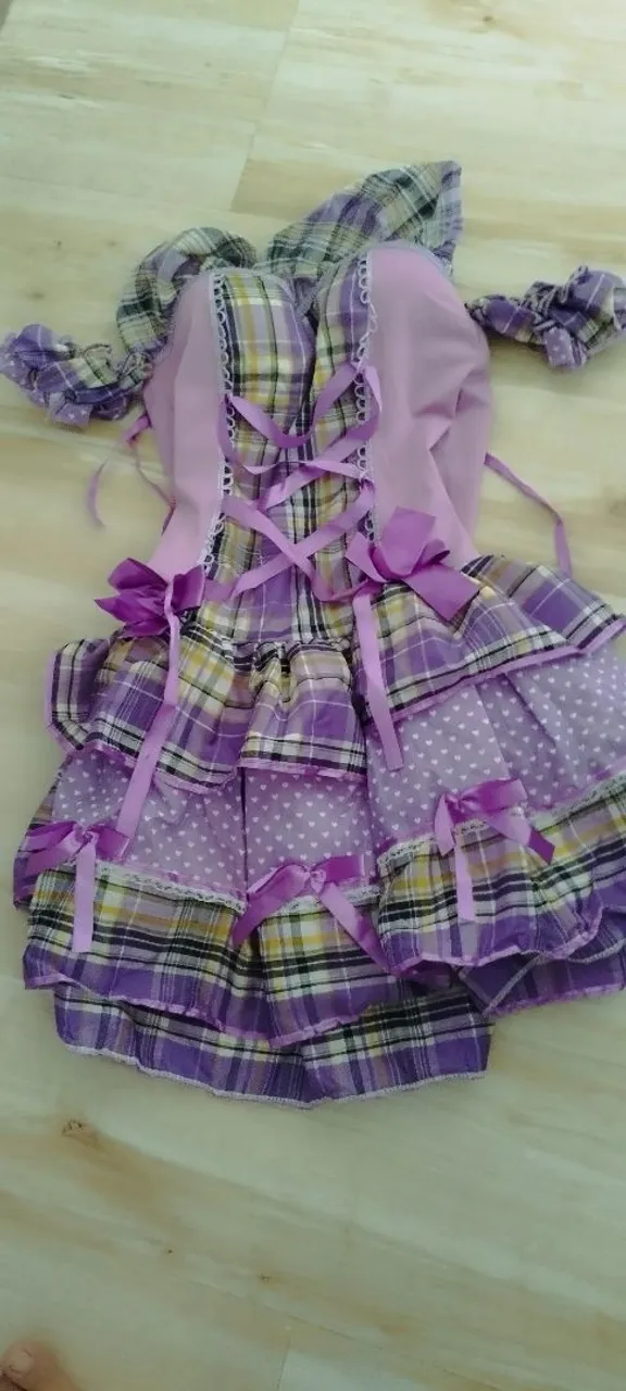Vestido Lolita Plaid Roxo - adulto M