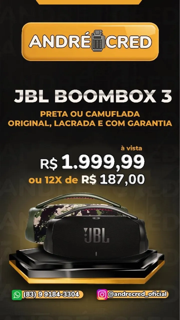 JBL Boombox 3 Preta ou Camuflada Originais Lacradas