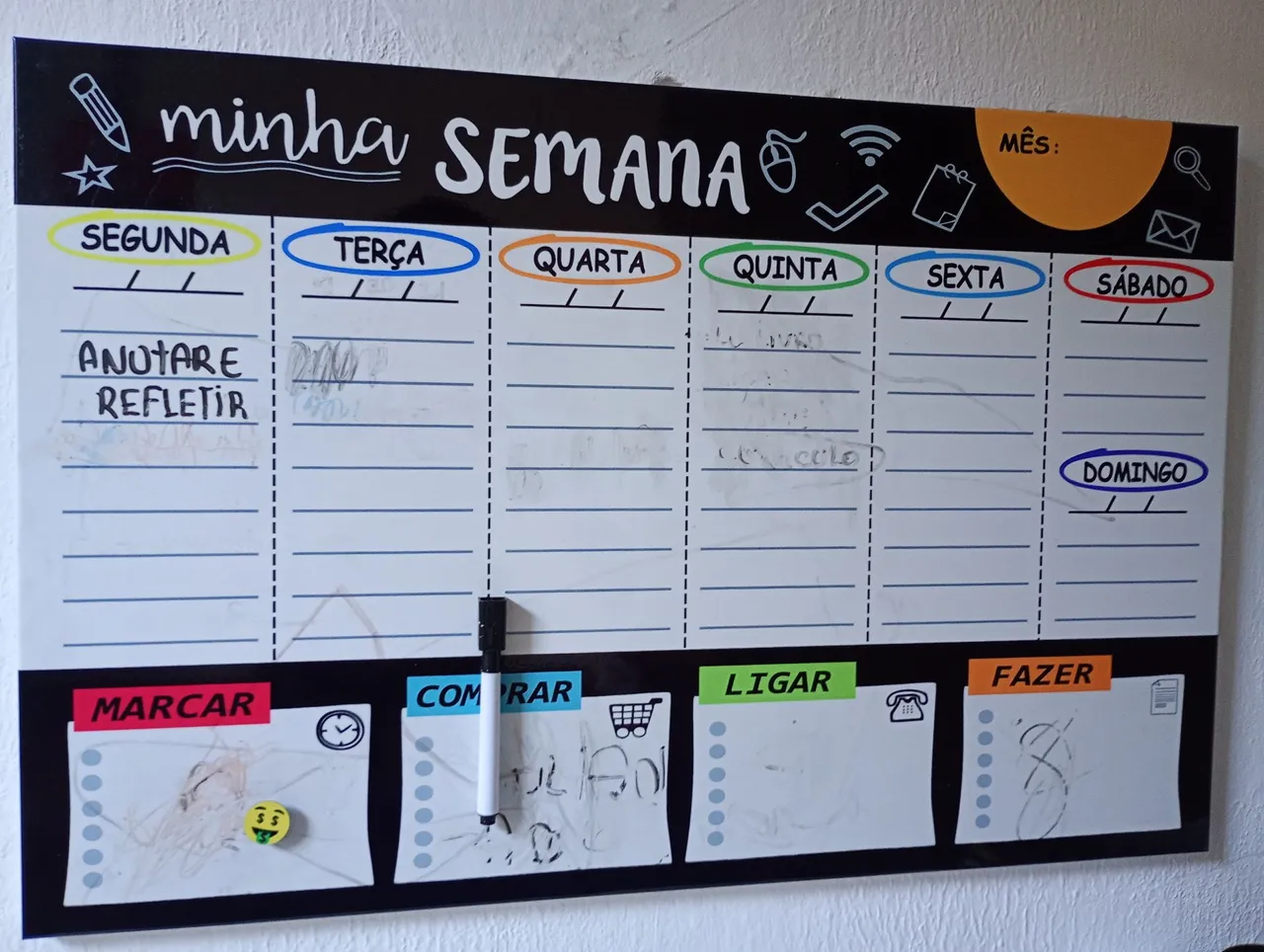 Quadro Branco Semanal para Organização