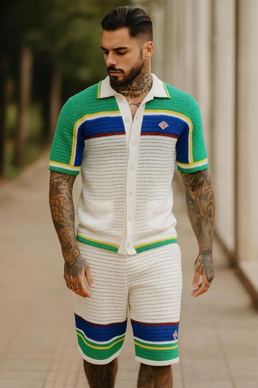 Kit bermuda camisa crochê