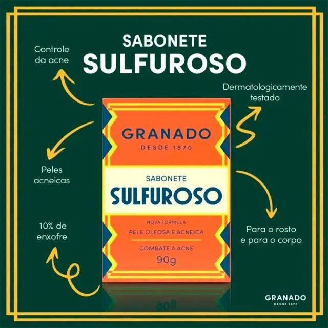 Kit C/ 3 Sabonetes Granado Sulfuroso 90g Enxofre 10% Oleosa - CM0003K3 - Foto 2