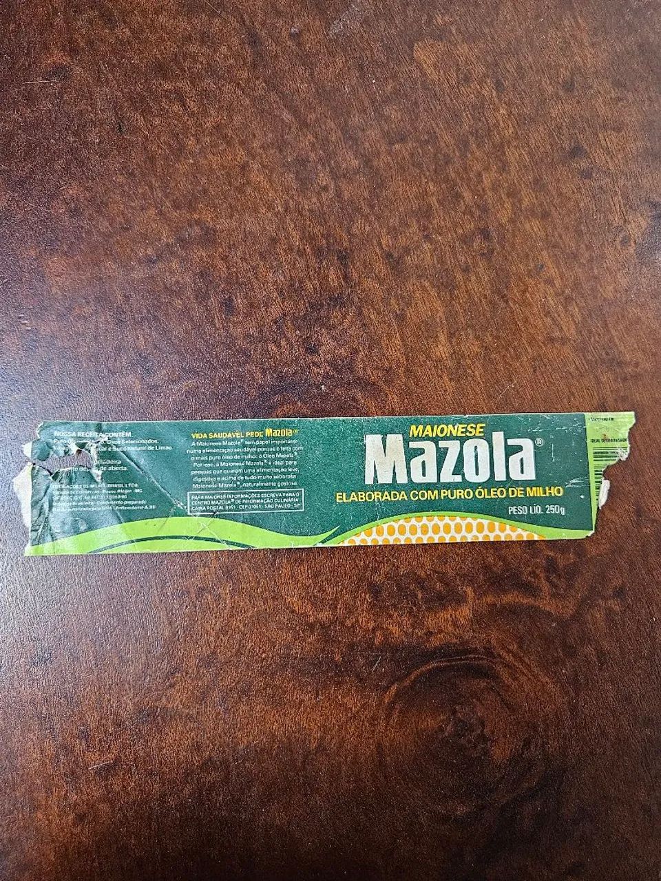 Antigo rótulo maionese Mazola anos 90