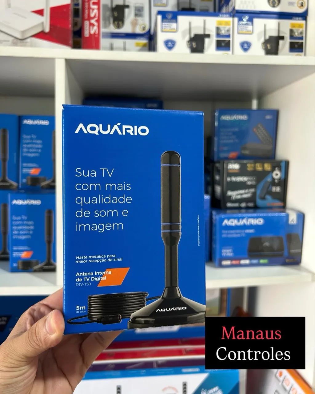 Antena Digital P/ TV Base a Imã cabo de 5 Metros 