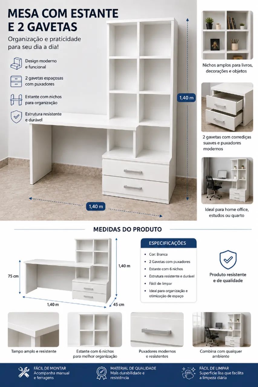 escrivaninha com estante - Foto 5