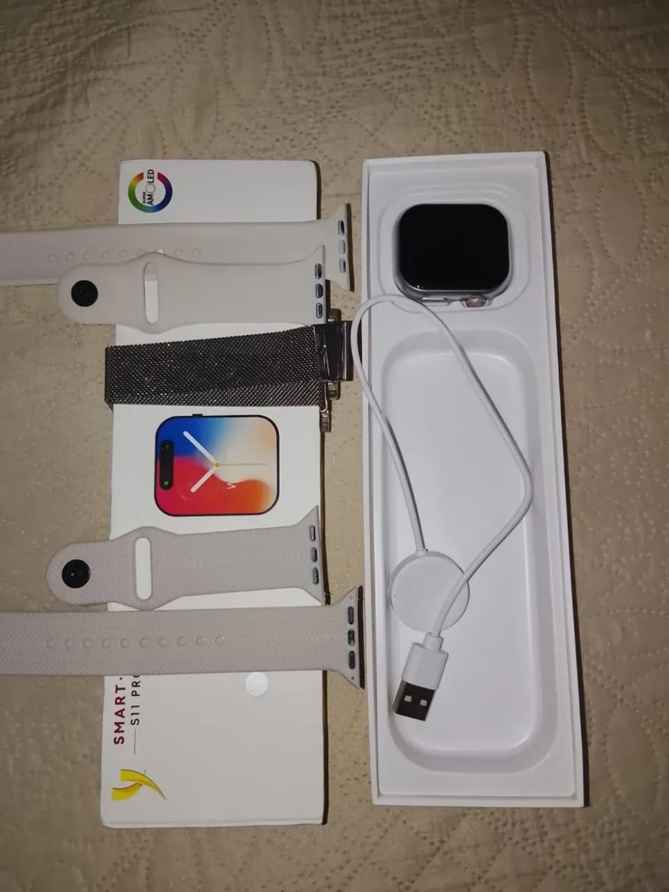 Smartwatch S11 Pro + 3 Pulseiras + carregador.