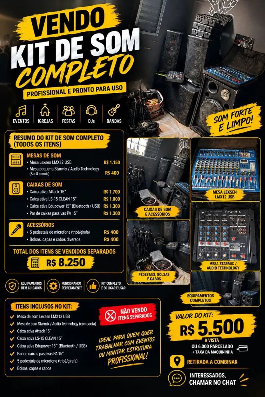Kit de som completo profissional
