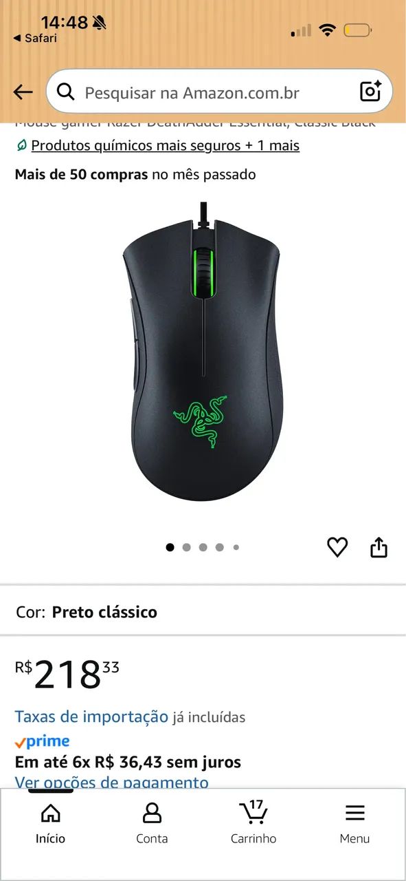 Mouse Óptico gamer Razer Deathadder Essential - Foto 3