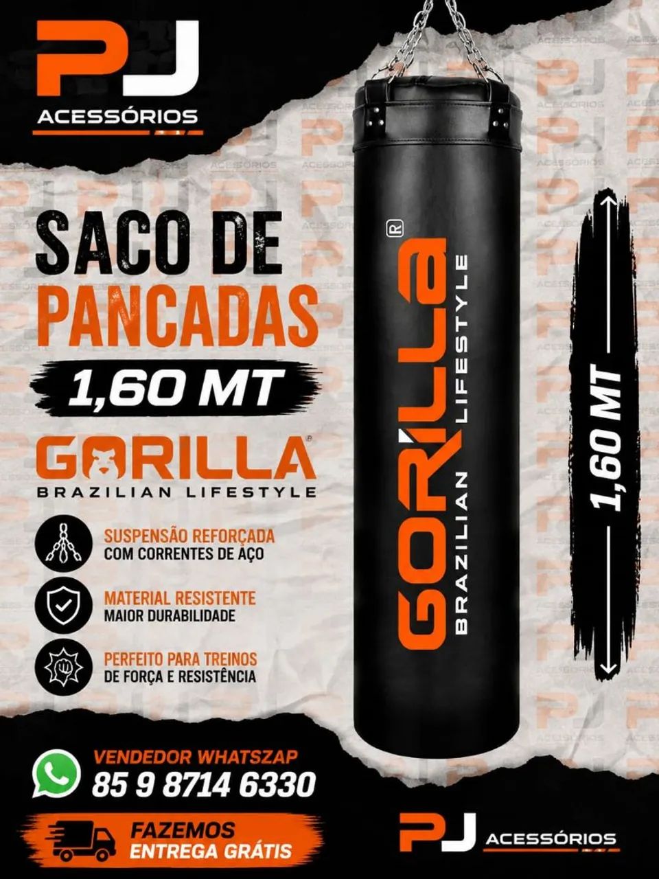 saco de pancadas e boxe 1,60 MT Gorilla cheio. entrega grátis 