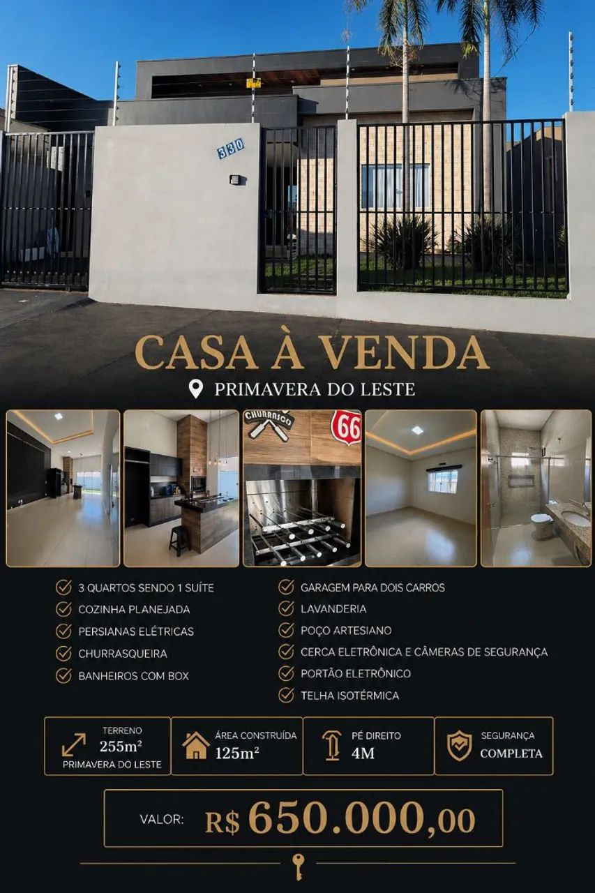 CASA MODERNA À VENDA EM PRIMAVERA DO LESTE