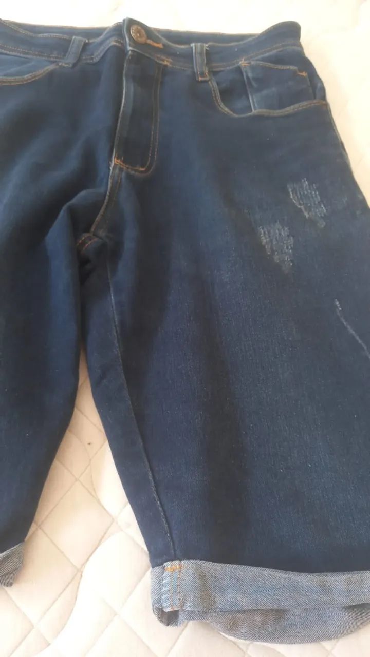Bermuda Jeans tamanho 38 seminova. - Foto 4