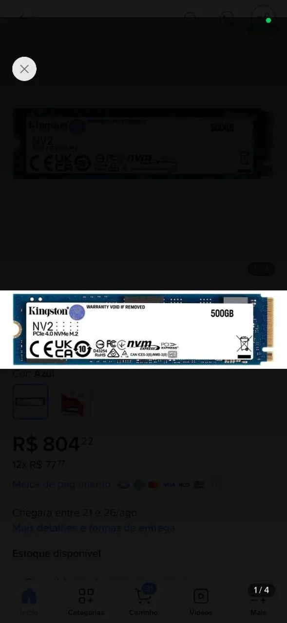 SSD M2 NVME 500GB NV2 KINGSTON