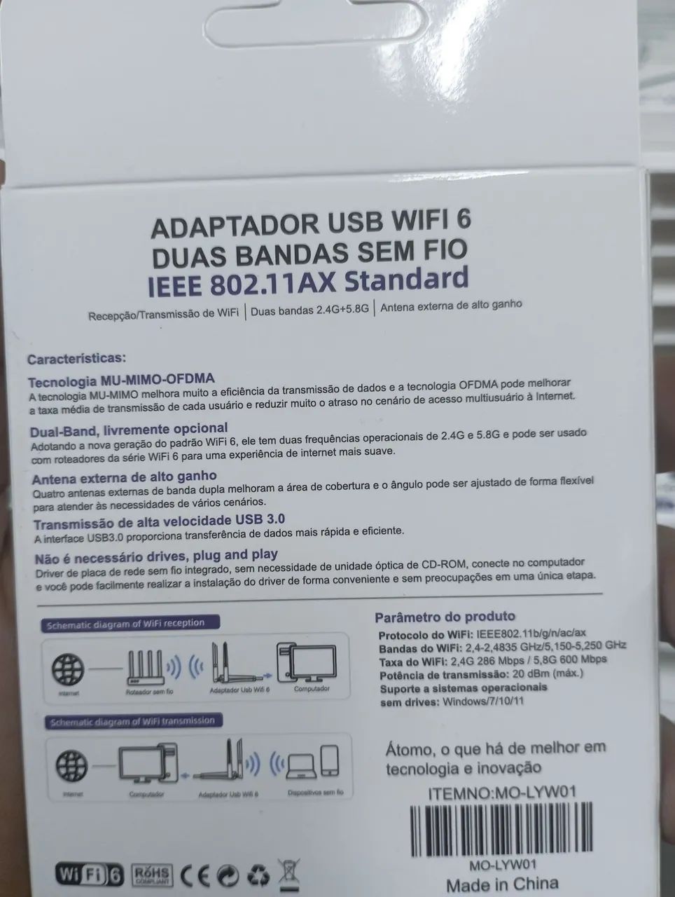 Adaptador Usb Wi-Fi 6 1300mbps + Bluetooth - Foto 2