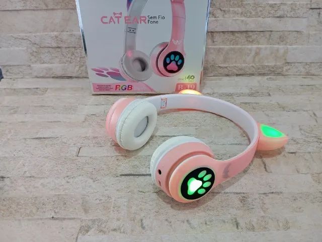 Fone Gatinho Bluetooth 5.0 Com Led Rgb - Foto 2