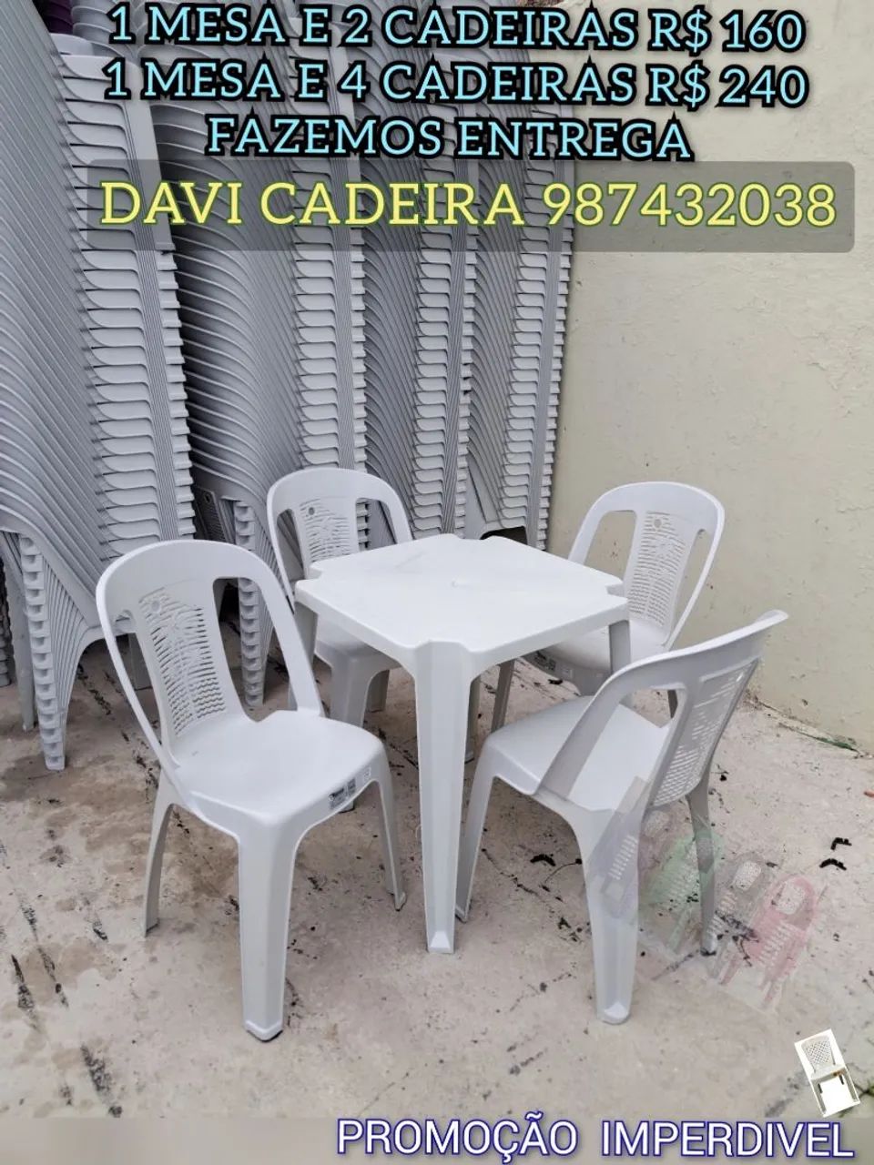 MESA DE PLASTICO COMPLETA C COM N CADEIRA