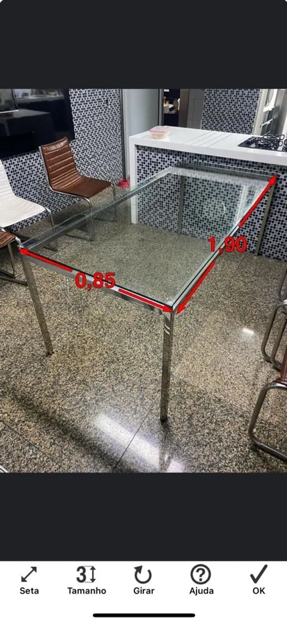 Vendo mesa de inox com vidro 