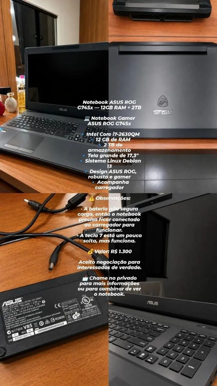 Notebook ASUS ROG G74Sx
