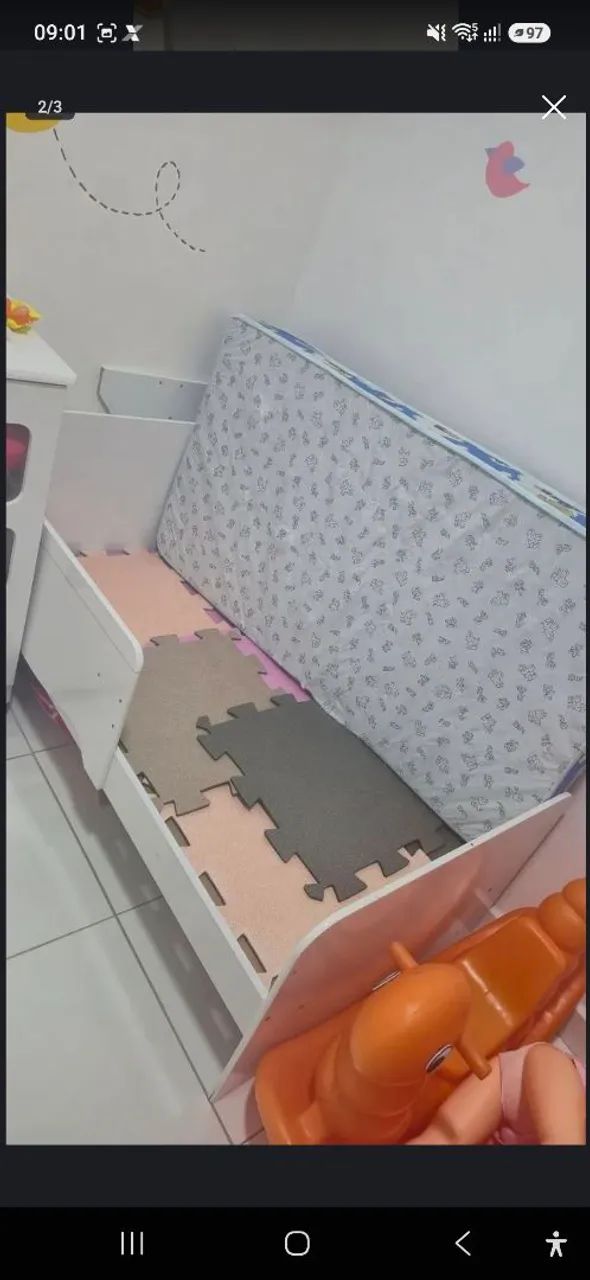 Berço cama 2 em 1 + colchão  - Foto 2