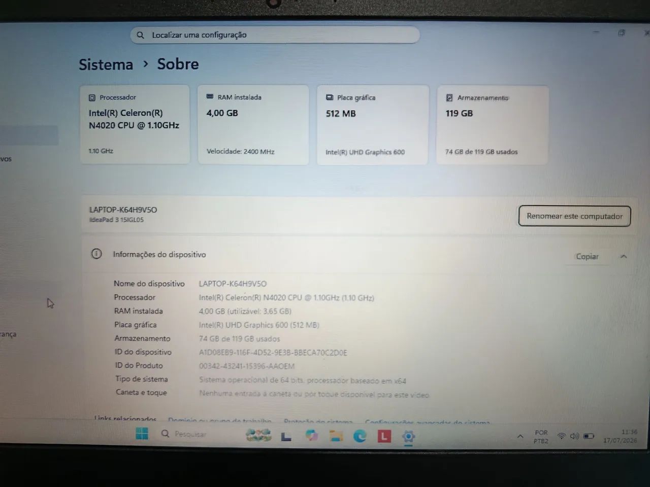 Notebook Lenovo Ideapad (Rápido e Novo) - Foto 3