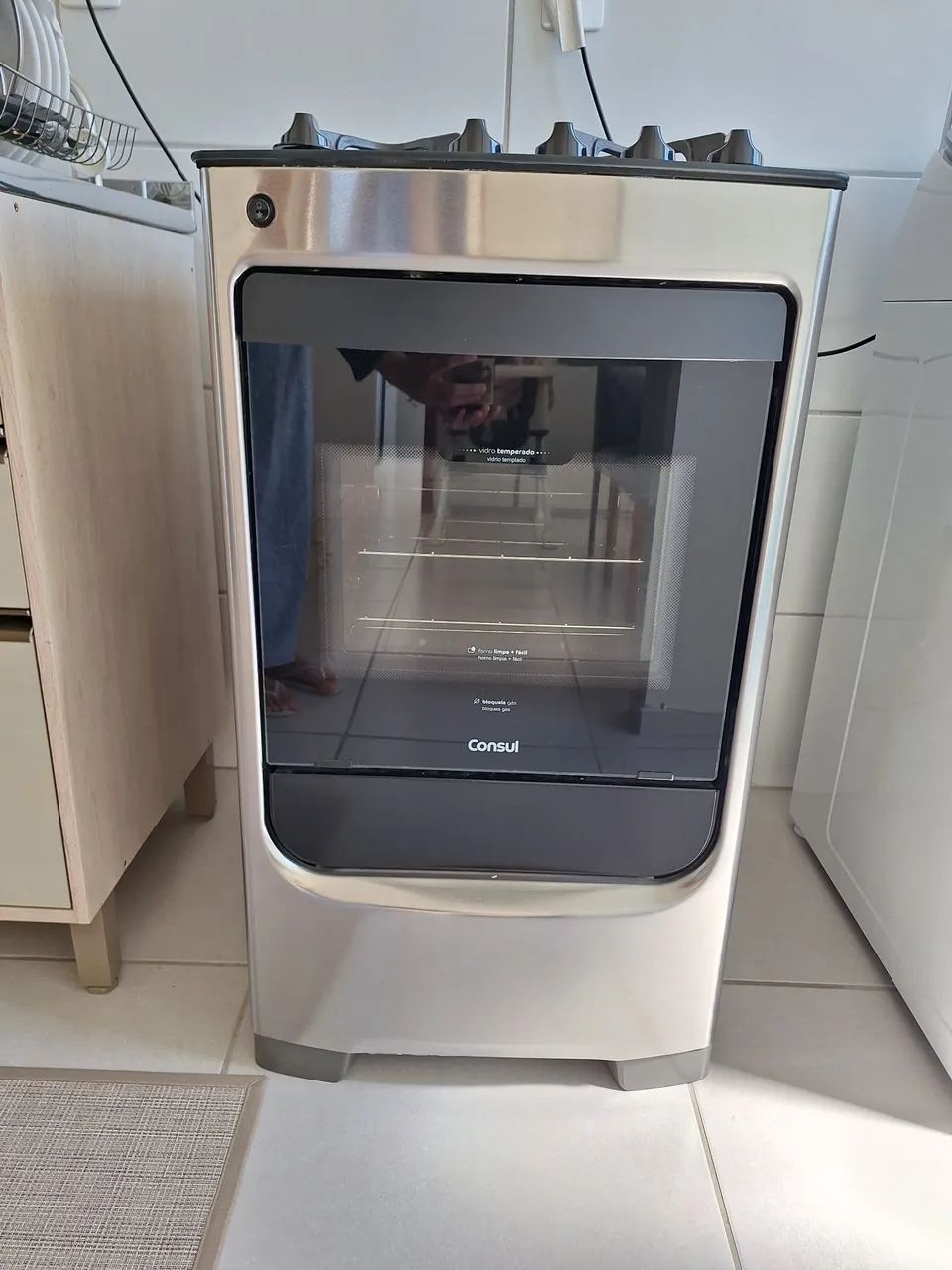 Fogão Consul 4 Bocas Inox Mesa de Vidro - Foto 2