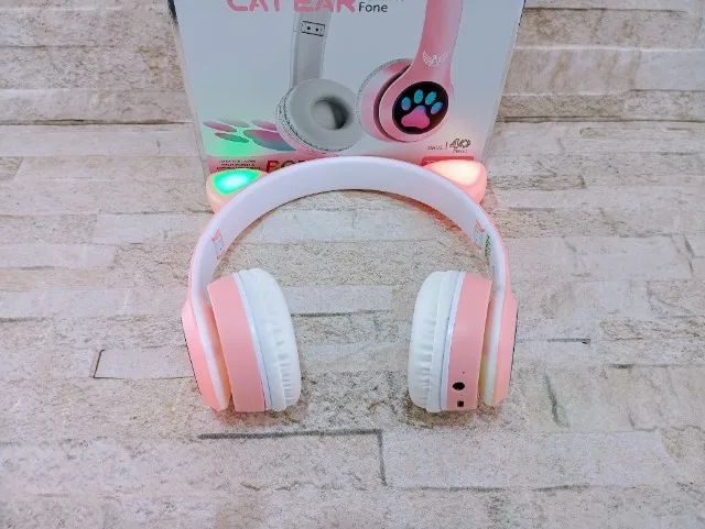 Fone Gatinho Bluetooth 5.0 Com Led Rgb - Foto 3