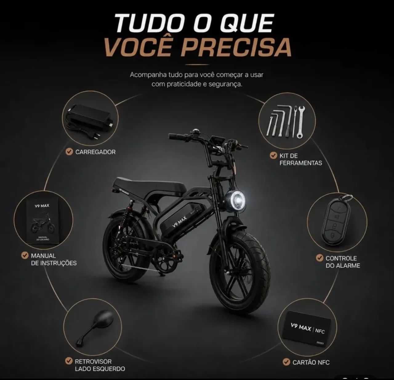 BICICLETA ELÉTRICA V9 MAX com Nota fiscal  - Foto 2