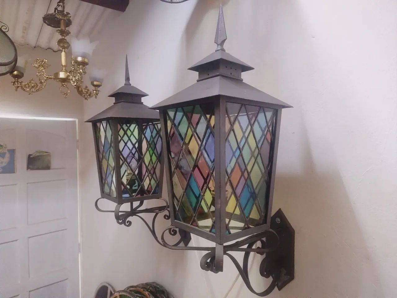 Arandelas com vitral da década de 70 - Foto 6