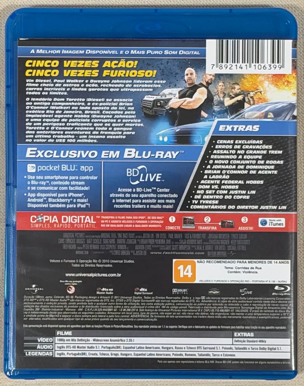 Blu-Ray Velozes e Furiosos 5 - Operação Rio (original) - Foto 2