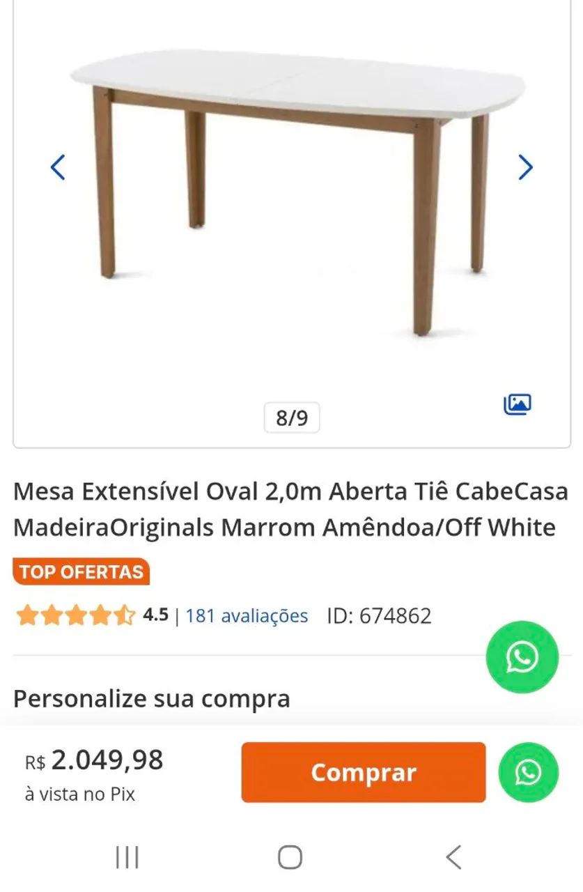 Mesa Tie extensivel Cabecasa MadeiraMadeira  - Foto 3