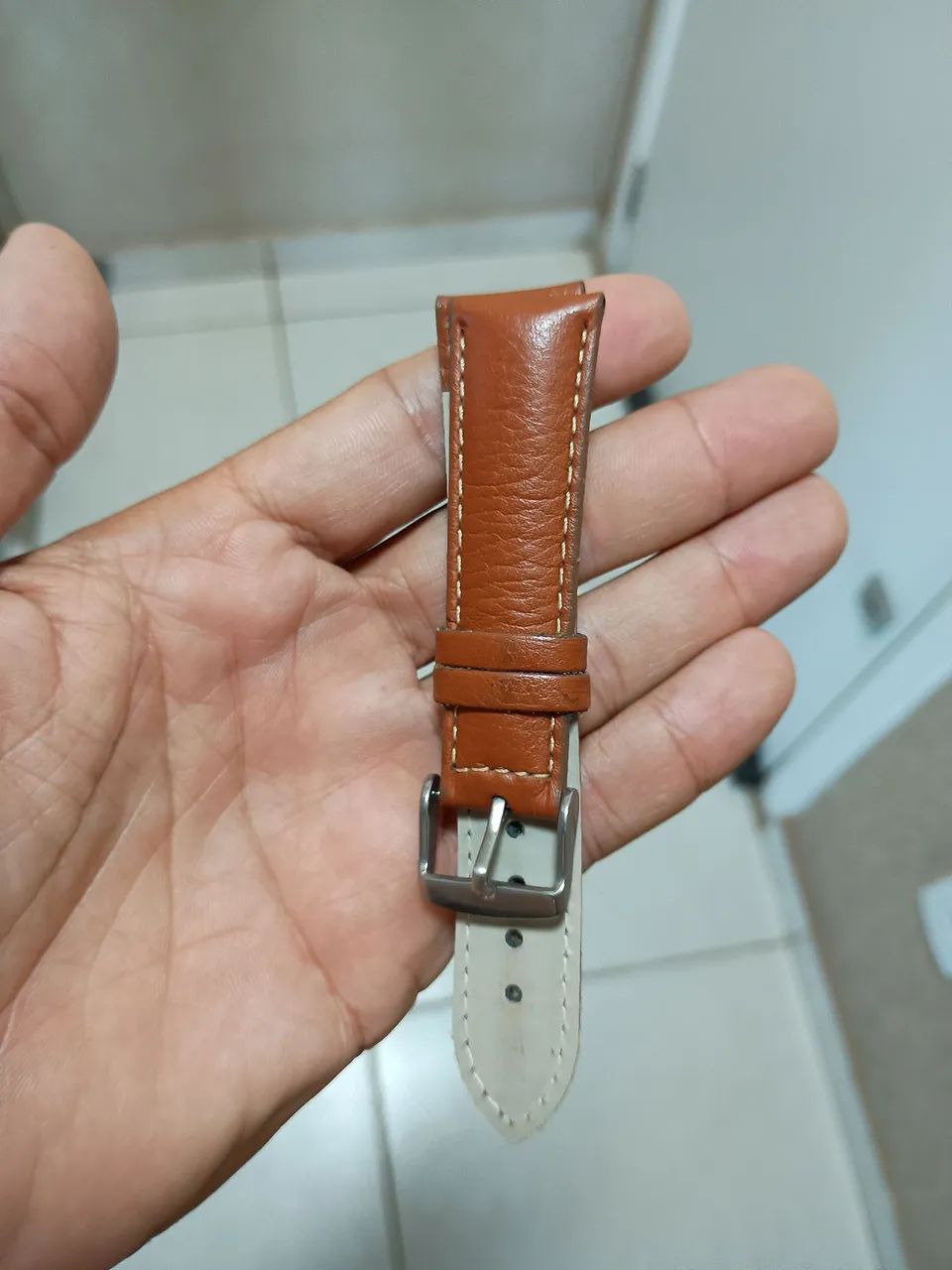 Pulseira de couro legítimo de 20 mm para relógio Orient com logo - Foto 3