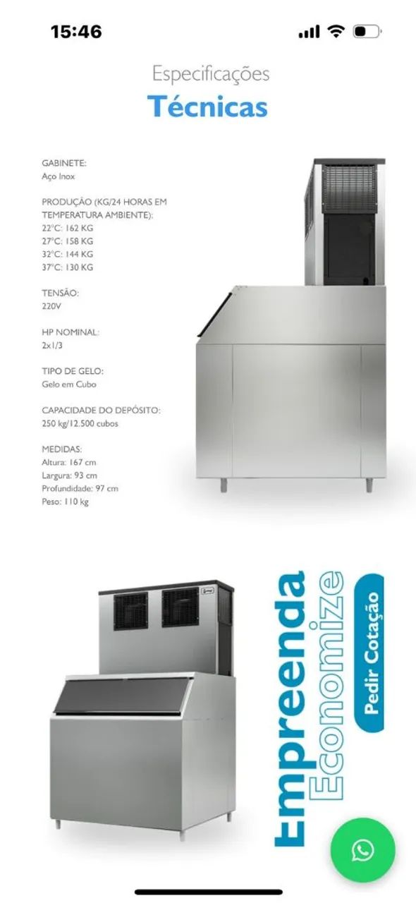 Maquina de gelo em cubo 
