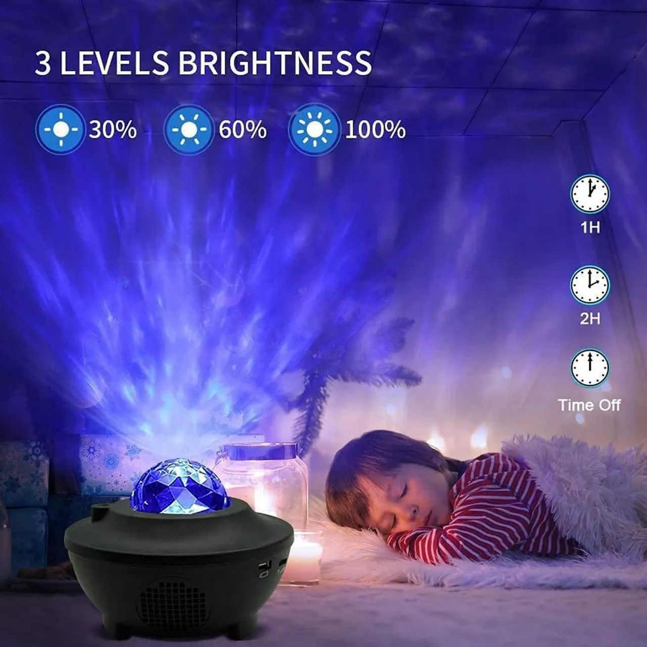 Projetor Luminária Galáxia Luz Noturna Estrela Bluetooth Usb - Foto 5
