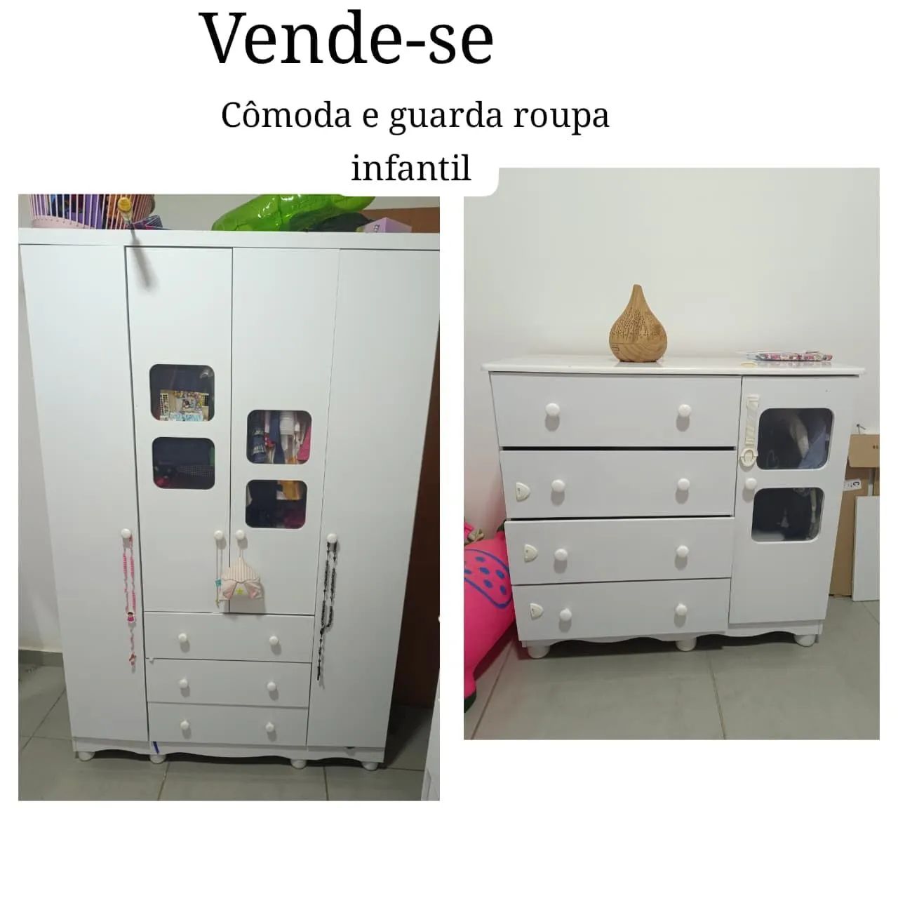 Guarda roupa e Cômoda infantil.