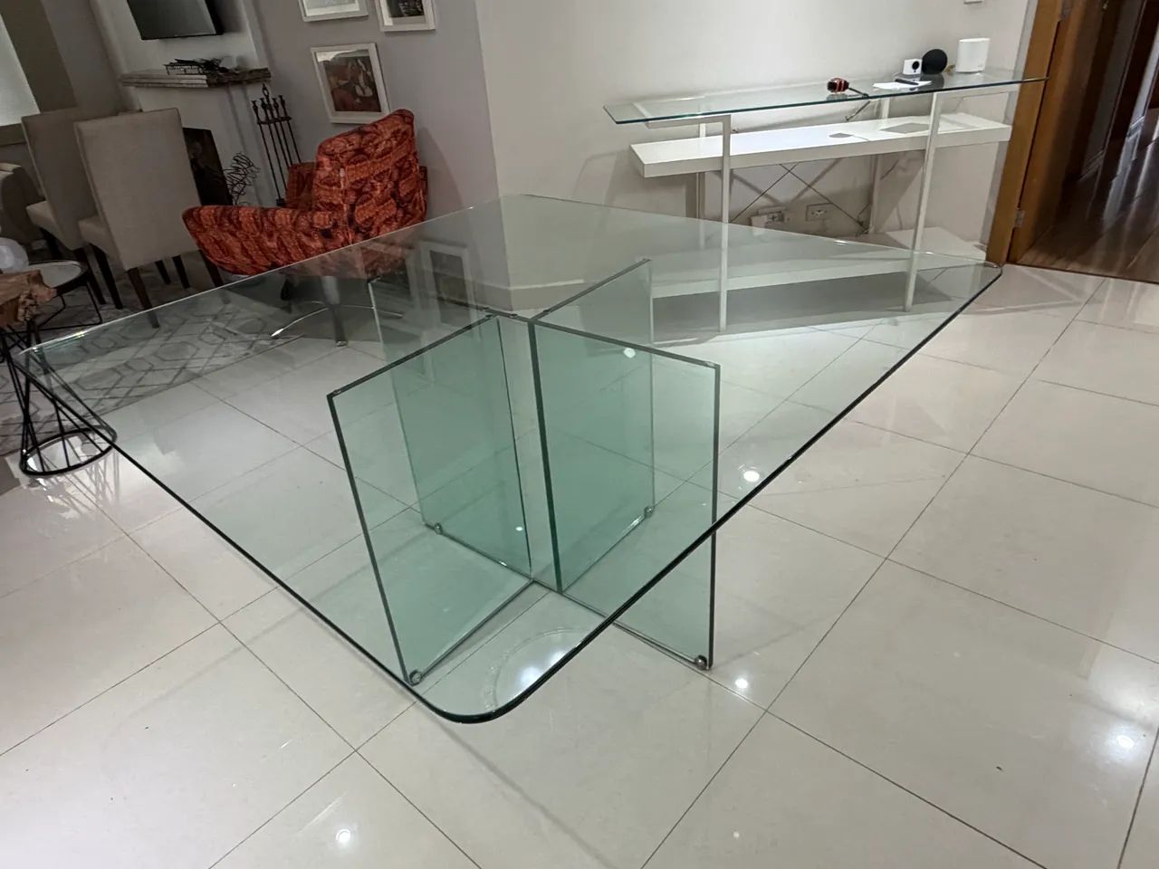 Mesa de jantar de vidro 