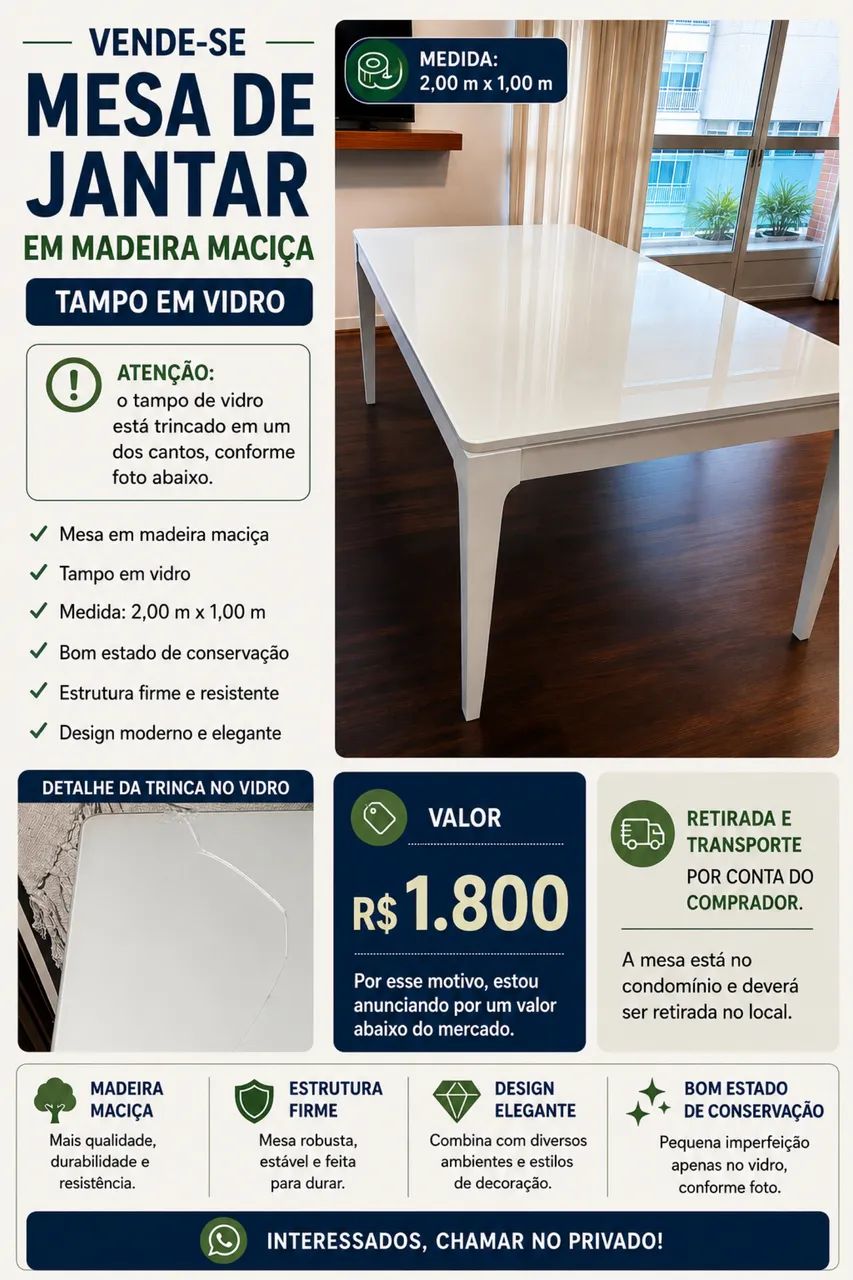 Mesa em madeira maciça