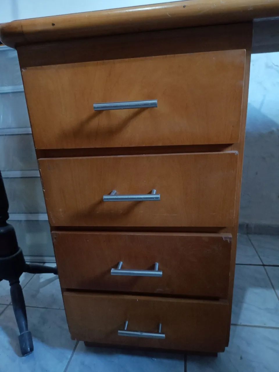 Mesa de Escritório em L de Madeira Maciça + 2 Gaveteiros - Foto 2