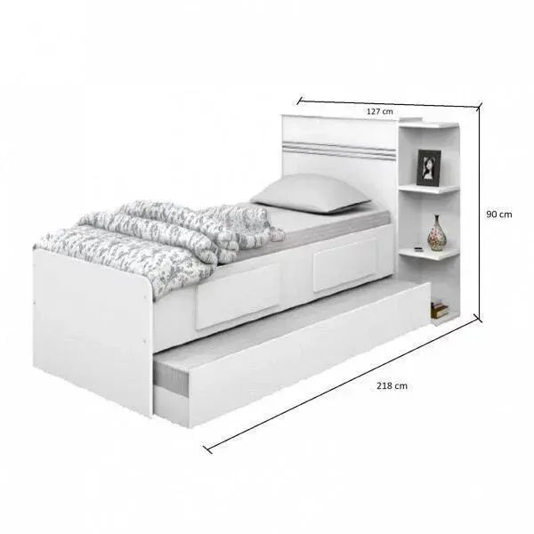 Cama com cama auxíliar - Bicama com baú e duas cavetas + 1 colchão - Foto 5