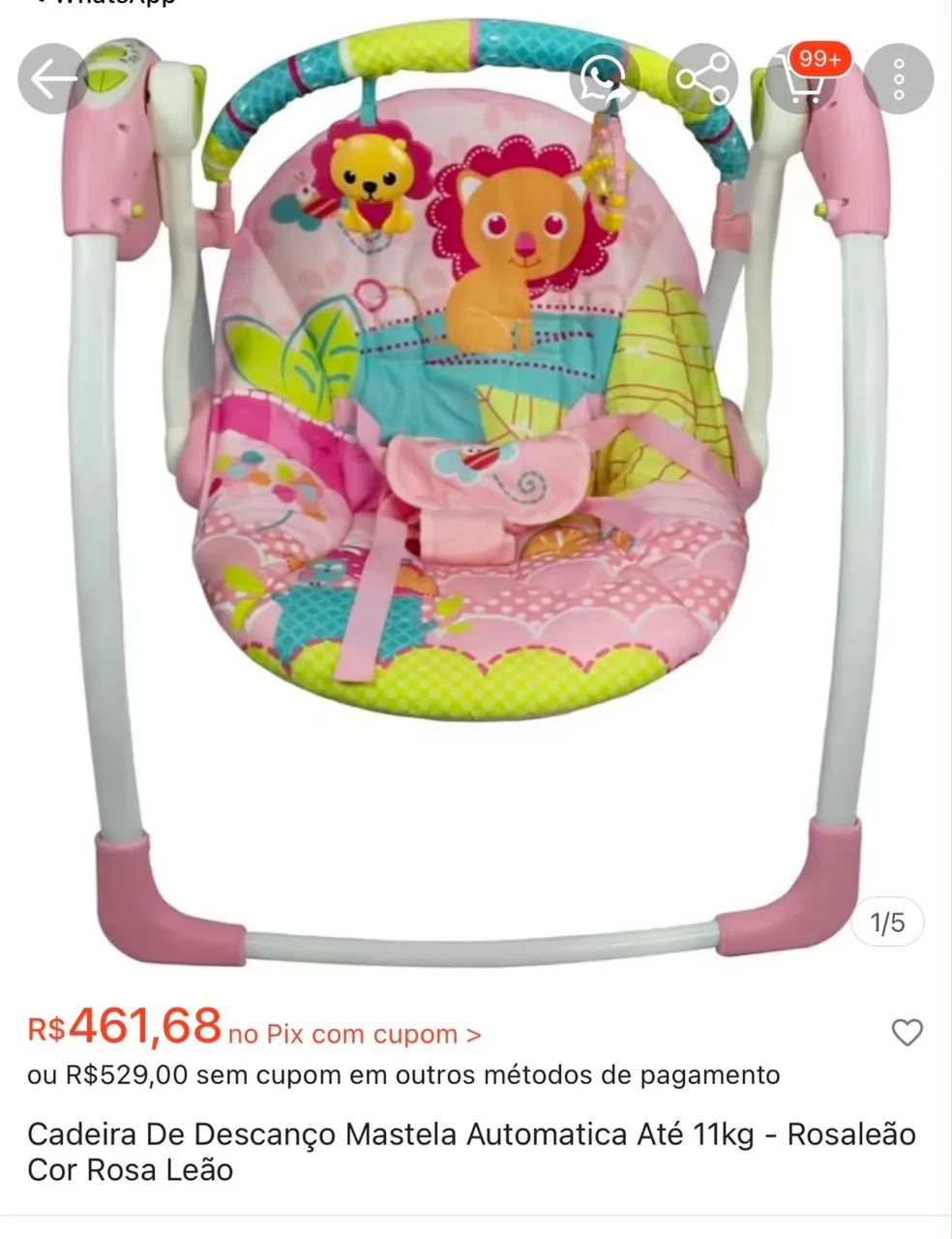 Cadeirinha de balanço Mastela automática 