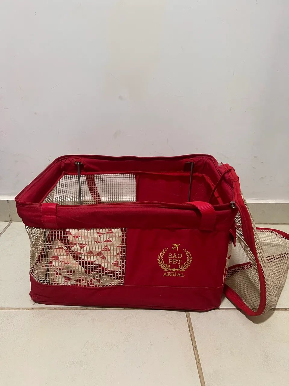 São Pet Bolsa Aerial Para Transporte De Cães E Gatos Em Avião - Vermelha