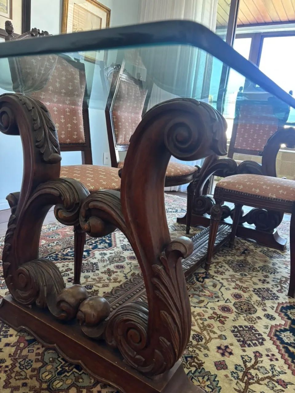Conjunto de Mesa de Jantar de vidro com madeira com 6 cadeiras - Foto 2
